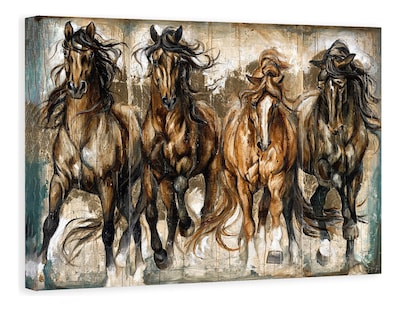 Foto 3 | Foto 3 | Cuadros De Caballos Elegantes En Canvas Grueso Galería Color Galopando Armazón Bastidor