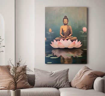 Foto 1 | Foto 1 | Cuadros Buda Vintage Yoga Loto Zen En Marco Lienzo Canvas