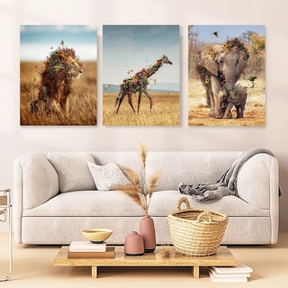 Foto 4 | Foto 4 | Cuadros Decorativos Animales León Elefante Jirafa Canvas 4k