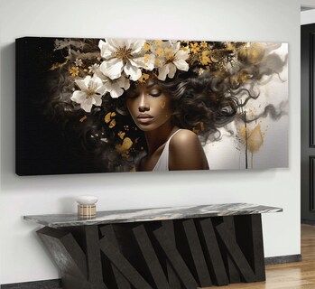 Foto 1 | Foto 1 | Cuadro Decorativo Africana Dorado Canvas Grande 110x140cm
