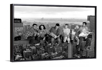 Foto 3 | Foto 3 | Cuadro Canvas Friends Lunch On A Top Skyscraper Color O B&n Color Blanco Y Negro Armazón Bastidor De Madera