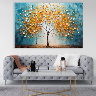 Foto 1 | Foto 1 | Cuadro Arbol Flores Canvas Artistico Hd Sala Elegante 110x70 Color Alegría Armazón Bastidor De Madera
