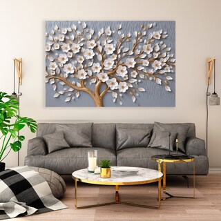Foto 1 | Foto 1 | Cuadro Arbol Flores Canvas Artistico Sala Elegante 60x90 Hd