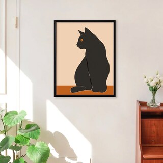 Foto 2 | Foto 2 | Arte Gato Negro Minimalista Boho Cuadro Marco De Madera