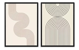 Set 2 Cuadros Abstractos Moderno Minimailstas Marco Madera