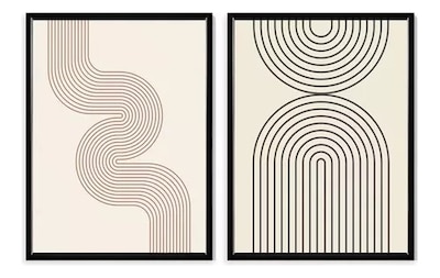 Foto 1 | Foto 1 | Set 2 Cuadros Abstractos Moderno Minimailstas Marco Madera