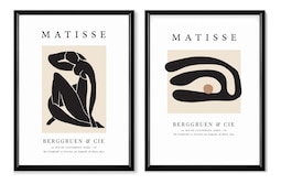 Set 2 Cuadros Matisse Black Minimalist Moderno Marco Madera