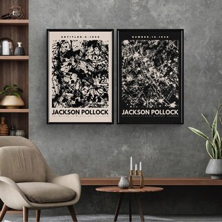 Foto 2 | Foto 2 | Set Cuadros Jackson Pollock Abstracto Museum Marco Madera