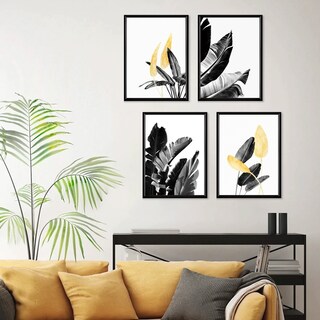Foto 1 | Foto 1 | Set 4 Cuadros Plantas Abstracto Modernos Marcos Madera