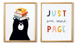 Set Cuadros Osito Libros Niños Niñas Con Marcos De Madera