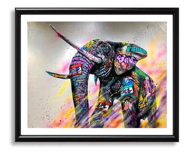 Foto 1 | Foto 1 | Cuadro Decorativo Elefante Grafiti Moderno Elegante Sala Rec