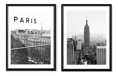 Foto 2 | Foto 2 | Set 2 Cuadros Paris Empire State Fotografía Marco Madera