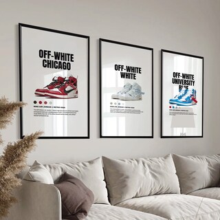 Foto 1 | Foto 1 | Set 3 Cuadros Tenis Sneakers Jordan Nike Minimalista C/marco