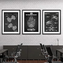 Set 3 Cuadros Naves Star Wars Patentes Con Marcos De Madera