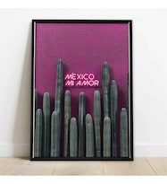 Cuadro México Mi Amor Cactus Viral Foto Con Marco De Madera