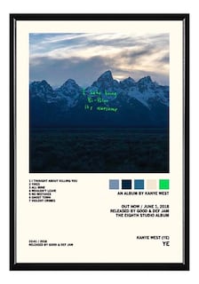 Foto 1 | Foto 1 | Kanye West Ye Álbum Music Tracklist Cuadro Con Marco Madera