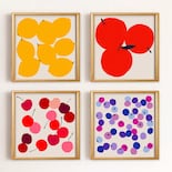 Set 4 Cuadros Cocina Arte Moderno Frutas Ecléctico Con Marco