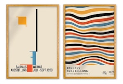 Set 2 Cuadros Bauhaus Moderno Minimailstas Marco Madera