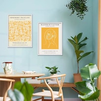 Set 2 Cuadros Matisse Amarillo Arte Moderno Marco Madera