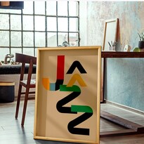 Cuadros Jazz Music Moderno Poster Festival Con Marco Madera