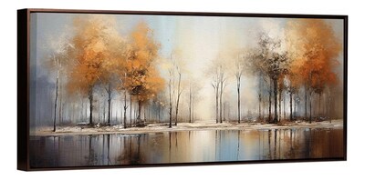 Foto 1 | Foto 1 | Cuadro Canvas Abstracto Paisaje Árboles Modern Marco Flotado