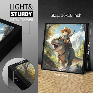 Foto 7 | Foto 7 | Lienzo Para Pared, Divertido Póster Con Forma De Gato Montado En Forma De Dinosaurio, Vaquero - Venta Internacional.
