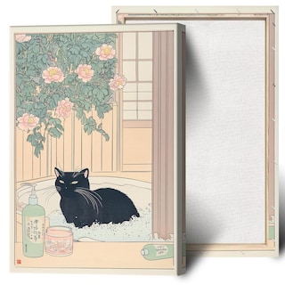 Foto 1 | Foto 1 | Lienzo De Pared Japonés Con Forma De Gato Negro, 40 X 60 Cm, Decoración De Baño - Venta Internacional.