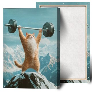 Foto 1 | Foto 1 | Arte De Pared Divertido Con Forma De Gato Para Levantamiento De Pesas, Gimnasio, Motivacional, 40 X 60 Cm - Venta Internacional.