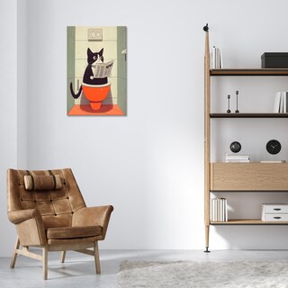 Foto 6 | Foto 6 | Póster Sobre Lienzo Divertido Para Baño, Diseño De Gato Negro, 40 X 60 Cm - Venta Internacional.