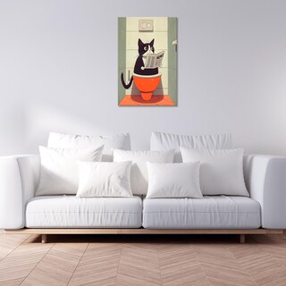 Foto 7 | Foto 7 | Póster Sobre Lienzo Divertido Para Baño, Diseño De Gato Negro, 40 X 60 Cm - Venta Internacional.