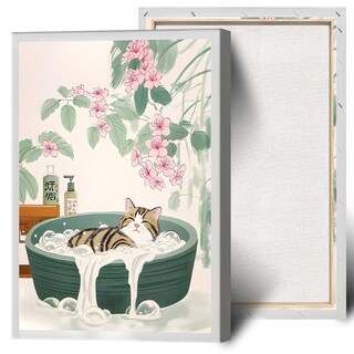 Foto 1 | Foto 1 | Pósteres En Lienzo Japoneses Para Bañera, Baño, Gato, Pared, 40 X 60 Cm - Venta Internacional.