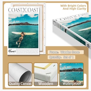 Foto 2 | Foto 2 | Lienzo Para Pared, Pósters Vintage De Surf Costero, 40 X 60 Cm, Enmarcados - Venta Internacional.