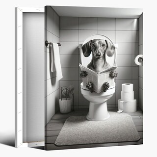 Foto 1 | Foto 1 | Lienzo De Baño Divertido Con Diseño De Perro Salchicha, 20 X 30 Cm, Negro Y Blanco - Venta Internacional.