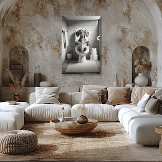 Foto 3 | Foto 3 | Lienzo De Baño Divertido Con Diseño De Perro Salchicha, 20 X 30 Cm, Negro Y Blanco - Venta Internacional.