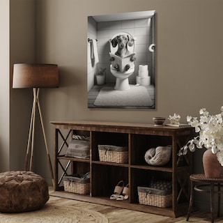 Foto 4 | Foto 4 | Lienzo De Baño Divertido Con Diseño De Perro Salchicha, 20 X 30 Cm, Negro Y Blanco - Venta Internacional.