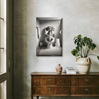 Foto 5 | Foto 5 | Lienzo De Baño Divertido Con Diseño De Perro Salchicha, 20 X 30 Cm, Negro Y Blanco - Venta Internacional.