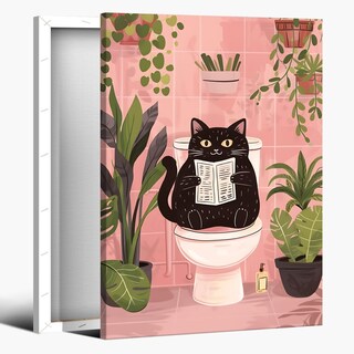 Foto 1 | Foto 1 | Divertido Póster Decorativo De Pared Con Forma De Gato Negro Para Baño, 20 X 30 Cm, Enmarcado - Venta Internacional.