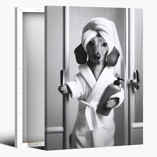 Foto 1 | Foto 1 | Póster Sobre Lienzo Para Pared, Divertido Perro Salchicha, Baño, 20 X 30 Cm - Venta Internacional.