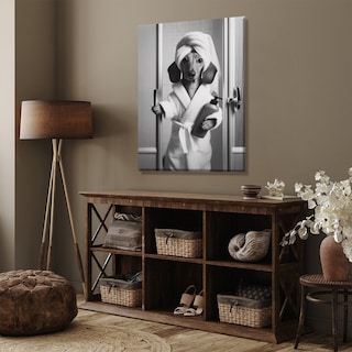 Foto 5 | Foto 5 | Póster Sobre Lienzo Para Pared, Divertido Perro Salchicha, Baño, 20 X 30 Cm - Venta Internacional.
