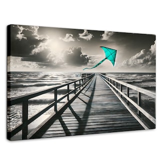 Foto 1 | Foto 1 | Cuadro Blanco Y Negro Canvas Aventura En Viento 90x60