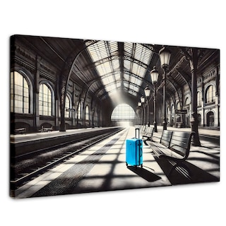 Foto 1 | Foto 1 | Cuadro Blanco Y Negro Canvas Maleta En Espera 90x60