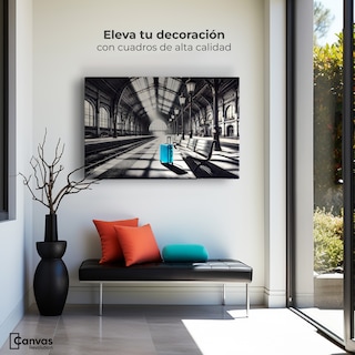 Foto 3 | Foto 3 | Cuadro Blanco Y Negro Canvas Maleta En Espera 90x60