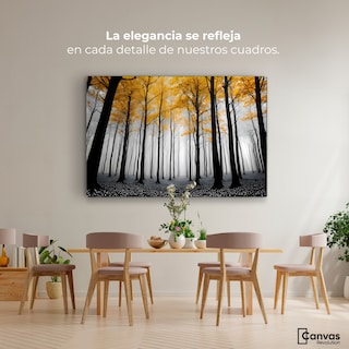 Foto 2 | Foto 2 | Cuadro Blanco Y Negro Canvas Amarillo Silente 90x60