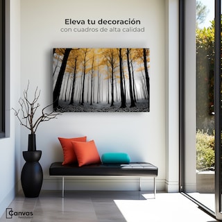 Foto 3 | Foto 3 | Cuadro Blanco Y Negro Canvas Amarillo Silente 90x60