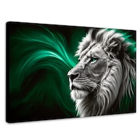 Cuadro Blanco Y Negro Canvas León Radiante 90x60
