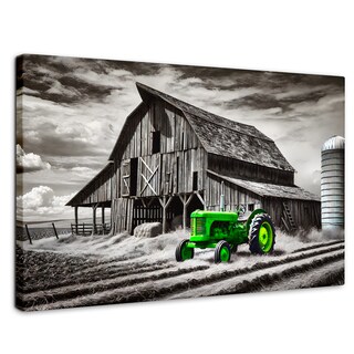 Foto 1 | Foto 1 | Cuadro Blanco Y Negro Canvas Verde En La Granja 90x60