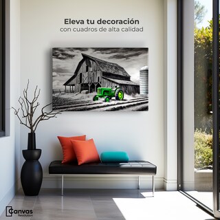 Foto 3 | Foto 3 | Cuadro Blanco Y Negro Canvas Verde En La Granja 90x60