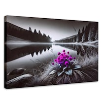 Cuadro Blanco Y Negro Canvas  Flores En El Agua 90x60