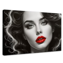 Cuadro Blanco Y Negro Canvas Boca De Pasión 90x60