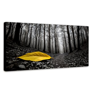 Foto 1 | Foto 1 | Cuadro Blanco Y Negro Canvas Amarillo Caído 120x60